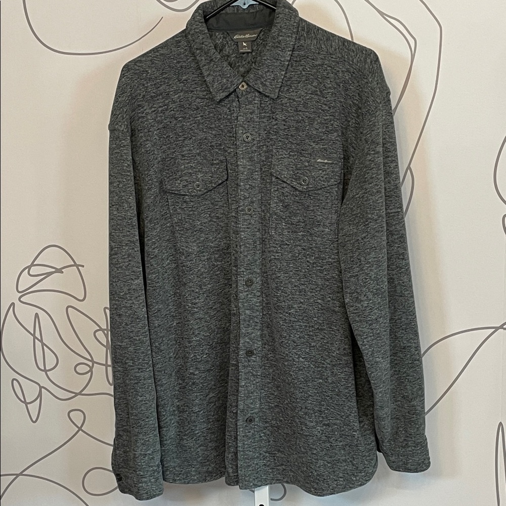 Eddie Bauer-Fleece  Textured Gray Shirt size L